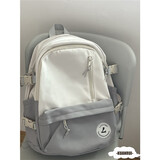 匡睿五折促销  书包女初高中生韩版大容量ins大学生背包男旅行双肩包 白拼灰色