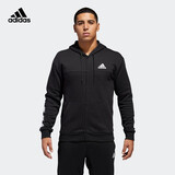 adidas阿迪达斯官网男装篮球运动加绒连帽夹克外套DM7564 黑/白 A2XL