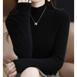 灵动的空气半高领针织打底衫女秋冬季新款女装小香风女士内搭外穿毛衣女冬 黑色 均码（建议90-130斤）