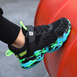 李宁热断码童鞋男童运动鞋春秋季透气双网中大童男孩皮面休闲跑步鞋 9919黑绿网面 38 内长24.3cm