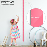 KOLYMAX创意卡通身高尺墙贴亚克力儿童身高测量仪简约儿童房3D动物身高贴 粉红色 195cm*5cm大号+透明磁吸辅助尺