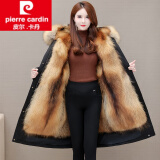皮尔卡丹（pierre cardin）女装派克服女2025冬新款貂可拆卸内胆皮毛一体长款加绒加厚皮草外 长*款黑色-姜黄色内胆 110厘米 L 110-125斤
