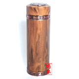 鸣泉麦饭石随手杯密封杯天然麦饭石整石制作的内胆外壳仿木纹处理