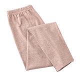 伊棠朵女式女士少女生秋裤女单件棉毛裤衬衣线裤带护膝中老年保暖妈妈高腰中厚春秋冬季款全棉纯色大码睡裤 咖啡 XL【90-120斤】