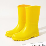 苓隆法式新款雨鞋女成人中筒防滑韩版时尚胶鞋外穿水鞋软底雨靴 明黄色 36