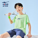 鸿星尔克儿童装男童速干短袖t恤夏季短T男生夏装运动半袖T恤 微光绿 170