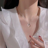 建禄有你竹够白玉髓平安扣银项链女士玉石吊坠首饰品女生日礼物送女友 玉髓竹节平安扣银项链-证书+礼盒