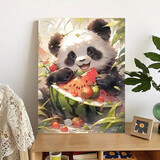 铂呐苓数字油画diy手工填涂色油彩画客厅装饰画动漫卡通儿童画挂画 数字油画【卡通熊猫】