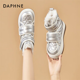 达芙妮雪地靴女厚底2025新款冬季加绒加厚百搭东北保暖女靴子 银色 38 标准码