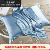 百年六合19姆米重磅双面真丝枕套100%桑蚕丝丝绸枕头套尺寸可定制  单只价 蓝色幽梦 48*74cm