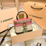 I.T CKENGRT香港流行包包2024七夕时尚经典涂鸦老花盒子包单肩斜挎手提包包女 粉红色 盒子包223