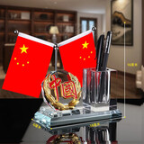 鼎亦高档笔筒摆件办公室桌面装饰品地球仪摆件笔筒简约送礼品创意礼物 中国+水晶笔筒x