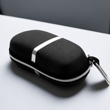 MINCITY 大号拉链眼镜盒 抗压EVA太阳眼镜拉链盒银白条带铝挂钩 黑色+眼镜布+清洁液 大号