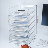 A4桌面文件架叠加型办公桌用品资料工位收纳盒多层分类透明置物框 [A4竖款]透明6层 新款加厚