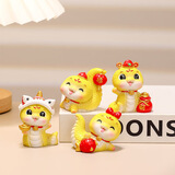 潮流烽火线2026国潮马年吉祥物生肖马摆件手办公仔电脑桌面小摆设本命年礼物 中号国潮蛇四件套