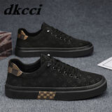 dkcci男鞋2025新款夏季耐磨帆布鞋中年休闲板鞋男士百搭厚底透气鞋子男 纯黑 42 【标准运动鞋码】