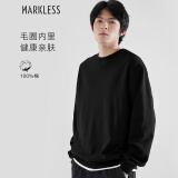 MARKLESS卫衣男士春季休闲圆领保暖上衣内搭套头衫0434 星空黑 XL 