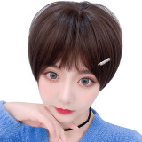 蔓茵 假发女短发bobo头短直发自然逼真我们的十年赵丽颖同款假发套 仿真发[大头皮] 浅棕色+大礼包