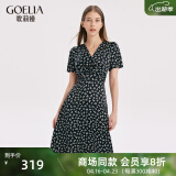 歌莉娅预售| 夏季新品  V领扭结连衣裙  1A6H4KAKA 27D黑底印花（预计5月6日发货） XS（预计5月6日发货）