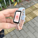 炫戴（XUANDAI）适用华为手环10/9表带8硅胶7腕带甜甜圈荣耀手环9表带男女生款6/6pro保护壳膜NFC夏天季个性配件 青雾蓝拼粉砂丨拼色个性·透气甜甜圈 适用：华为手环10/9/8表带【NF
