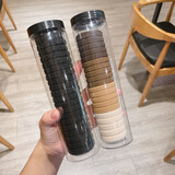 艾梵妮韩版珍珠头绳多件套发饰品蝴蝶结发绳套装百搭扎头发橡皮筋发圈 奶咖黑40根装