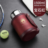 艾曼格（IMOGY）德国艾曼格保温壶便携大容量热水壶不锈钢外出车载小钢炮焖泡茶壶 宝石红1500ml【茶仓+温度显示】