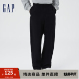 Gap男装秋季宽松通勤直筒舒适卡其裤464113 商务休闲萝卜裤长裤 正黑色 34