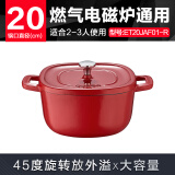 苏泊尔 SUPOR 铸铁珐琅锅22cm汤锅焖煮锅3.4L浆果红ET22JAF01-R