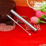 众福缘 银挖耳勺剔牙牙签牙钩掏耳勺扣耳勺随身便携套装送爸爸长辈 单个雕花挖耳+1支筒