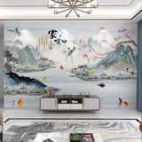 定制山水电视背景墙壁纸简约现代大气影视墙壁布装饰壁画客厅沙发 22款 【满分推荐】8D晶雕真丝布/平方