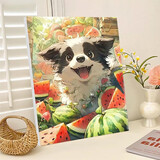 铂呐苓数字油画diy手工填涂色油彩画客厅装饰画动漫卡通儿童画挂画 数字油画【卡通小狗】