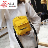 帆布小包包女新款潮韩版斜挎包学生单肩包少女小挎包 黄色