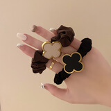 BARY REEFlucky的四叶草！百搭金属大肠圈网纱发圈头绳女韩国发饰皮筋扎头网红lns 组合（咖色+黑色共2个）