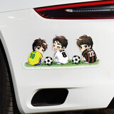 著力汽车贴纸划痕遮挡外观装饰车贴个性摩托车贴画创意足球球星贴防水 三人回头