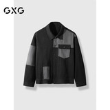 GXG男装 黑灰长袖牛仔外套24秋季新品 黑色 190/XXXL