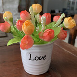 小菜菜家居（XIAO CAI CAI） 塑料花摆件绿色盆栽仿真花套装饰品客厅家居现代简约插花小花盆栽 LOVE多肉花器+夕阳红QQ玫