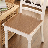 原梦城堡夏季椅子垫凉席坐垫办公室冰丝藤椅垫汽车座垫坐垫夏天餐椅垫凉垫 冰咖方形 40X40cm含系带