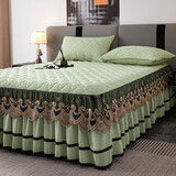 静之翔床裙单件床笠欧式原棉夹棉加厚床罩席梦思防尘保护罩套全包围防滑 爱心-抹茶 1.8*2.0m单件床裙