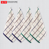 金号A类纯棉毛巾4条正方形小毛巾擦手儿童小方巾家用洗脸巾手帕 条纹方格蓝绿4条