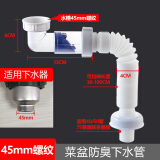 炫敖洗手盆下水管配件洗脸池管道防臭排水器面盆塞横排免打胶快装墙排 【45mm螺纹】菜盆防臭下水管 (省空间)