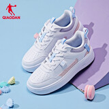 乔丹女鞋板鞋学生皮面小白鞋撞色通勤增高运动革面休闲鞋情侣