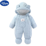 迪士尼（Disney）新生婴儿衣服冬季加厚连体衣宝宝保暖哈衣连体衣加绒包脚外出抱衣 蓝色口袋熊 66cm (L)  建议0-6月