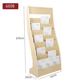 利思德报刊架书报架木质资料架落地报纸架立式杂志宣传单页置物展示架 6508原木色