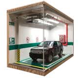 品车汇1:18停车场模型场景 实木停车库 汽车模型防尘罩展示盒 手工DIY模型 单车位绿版现货