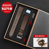 真皮手表带适配天王罗西尼阿玛尼CK依波表超薄款表带柔软平纹男女表带蝴蝶扣配件牛皮表链 棕色：钢色TW针扣 22mm