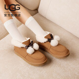 UGG秋季女士舒适蝴蝶结翻折鞋口懒人毛毛鞋1153517CHE|栗色41