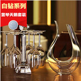 KBOX水晶玻璃倒挂杯架旋转酒柜摆件架子 高脚杯 红酒杯家用套装醒酒器 6只白钻杯子+杯架+竖琴
