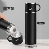 君志千珂 保温杯男大容量304不锈钢泡茶水杯女学生便携杯子 黑色600ml+304+小钢盖 600ml