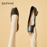 DAPHNE达芙妮高跟鞋女单鞋粗跟皮鞋新款方头优雅气质玛丽珍一脚蹬工作宴会鞋 黑色跟高4.3cm 37 (235mm) 标准码