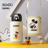 迪士尼（Disney）儿童水杯吸管杯学生水杯316不锈钢直饮杯宝宝喝水杯男女双饮 米奇【一盖双饮】 580ml